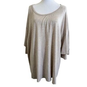 Anthropologie Pebble and Stone Top Womens Oatmeal Size 2x‎ Lagenlook Bell sleeve